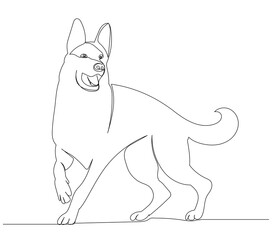 shepherd dog drawing by one continuous line isolated, vector