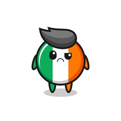 the mascot of the ireland flag badge with sceptical face