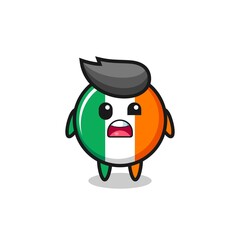 the shocked face of the cute ireland flag badge mascot