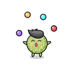 Fototapeta premium the melon fruit circus cartoon juggling a ball