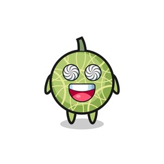 cute melon fruit character with hypnotized eyes