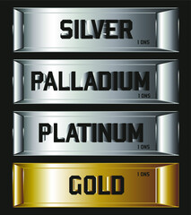 palladium gold silver platinum commodity icons