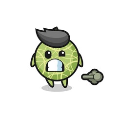 the illustration of the melon fruit cartoon doing fart