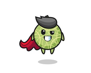 the cute melon fruit character as a flying superhero
