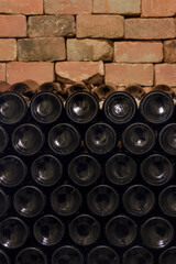 Area of stacked wine bottles in wine cellar, South Moravia Czech Republic