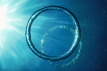 Bubble Ring Underwater ascends towards the Sun.