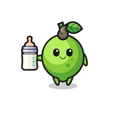 baby lime cartoon character with milk bottle