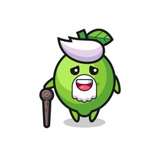 cute lime grandpa is holding a stick