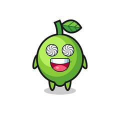 cute lime character with hypnotized eyes