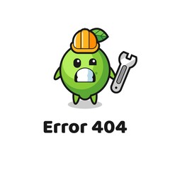 error 404 with the cute lime mascot