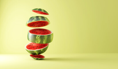 Sliced Watermelon pieces on studio background