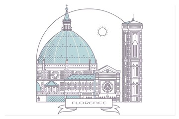Italy, Florence architecture line skyline illustration. Linear vector cityscape with famous landmarks, city sights, design icons