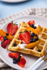Waffles with berries and fruit