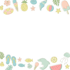 夏のアイテム色々フレーム（正方形）