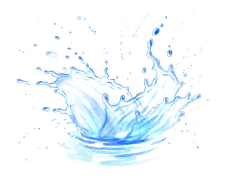 Watercolor illustration of water splatter crown