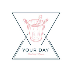 Trending logo template for wedding, wedding agency, decor, wedding decor, photographer, event agency. Elegant typography, linear illustration, line art