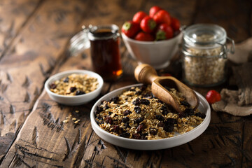 Healthy homemade granola with berries