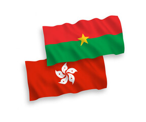 Flags of Burkina Faso and Hong Kong on a white background