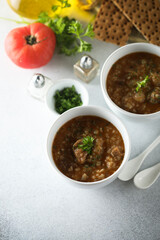 Traditional homemade spicy lentil soup