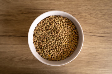 Bowl of lentils on a table