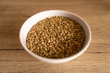 Bowl of lentils on a table