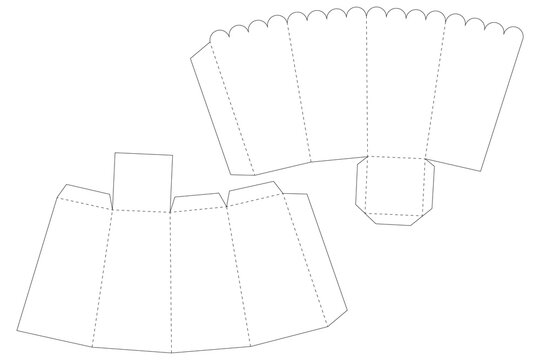 Popcorn box template. Line basis set on white background