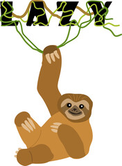 Naklejka premium Image of lazy hanging sloth