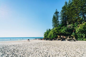 people on the beach near the Grenemount headland in Coolangatta on the Gold Coast, Queensland