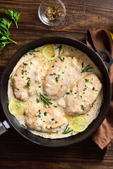 Chicken breast in creamy garlic sauce