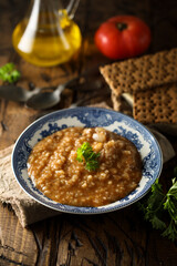 Traditional homemade spicy lentil soup
