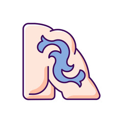 Shoulder tattoo RGB color icon. Isolated vector illustration. Painting human body. Place for creating picture on skin. Painful under skin ink injection simple filled line drawing.