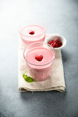 Homemade raspberry smoothie or milk shake