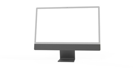 Computer display mock up with blank white screen. Stylish desktop computer mockup.
