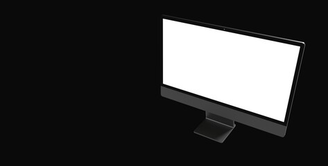 Workspace blank screen desktop computer, Mockup computer background dark black