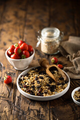 Healthy homemade granola with berries