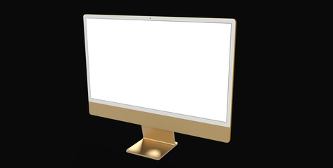 Computer display mock up with blank white screen. Stylish desktop computer mockup.