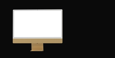 yellow gold Copy of Realistic Computer, 3D Monitor, in Imac style isolated.