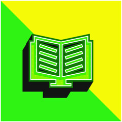 Book Opened On A Stand Green and yellow modern 3d vector icon logo