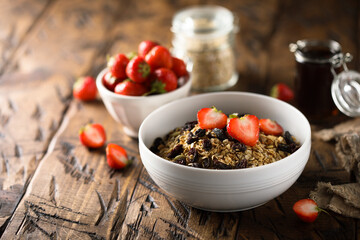 Healthy homemade granola with berries