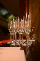 Empty glasses on the counter