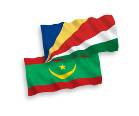 Flags of Islamic Republic of Mauritania and Seychelles on a white background