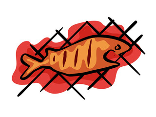 Grilled cartoon fish bbq