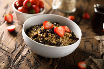Healthy homemade granola with berries