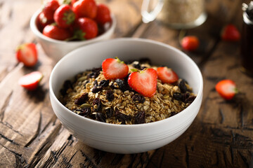 Healthy homemade granola with berries