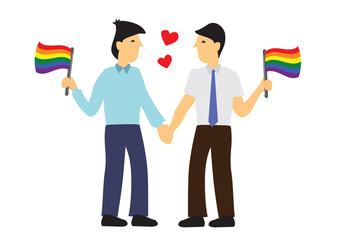 LGBT rainbow flag with cartoon characters.