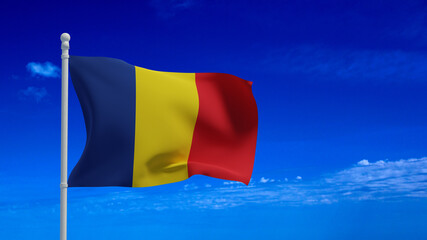 Romanian flag, waving in the wind - 3d rendering - CGI
