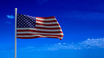 American flag, waving in the wind - 3d rendering - CGI