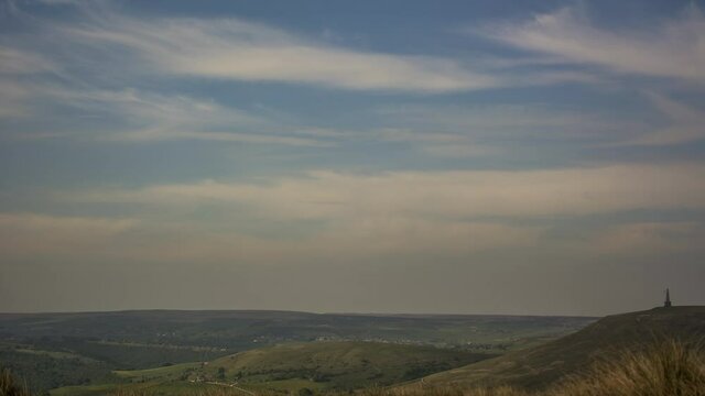 Daytime Timelapse of the Yorkshire hill side  with the famous stoodley pike in the background. 