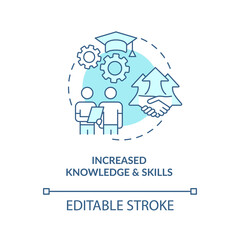Increased knowledge and skills concept icon. Community development benefit abstract idea thin line illustration. Adaptability and flexibility. Vector isolated outline color drawing. Editable stroke
