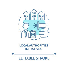 Local authorities initiatives concept icon. Development program abstract idea thin line illustration. Community wellbeing improvement. Vector isolated outline color drawing. Editable stroke